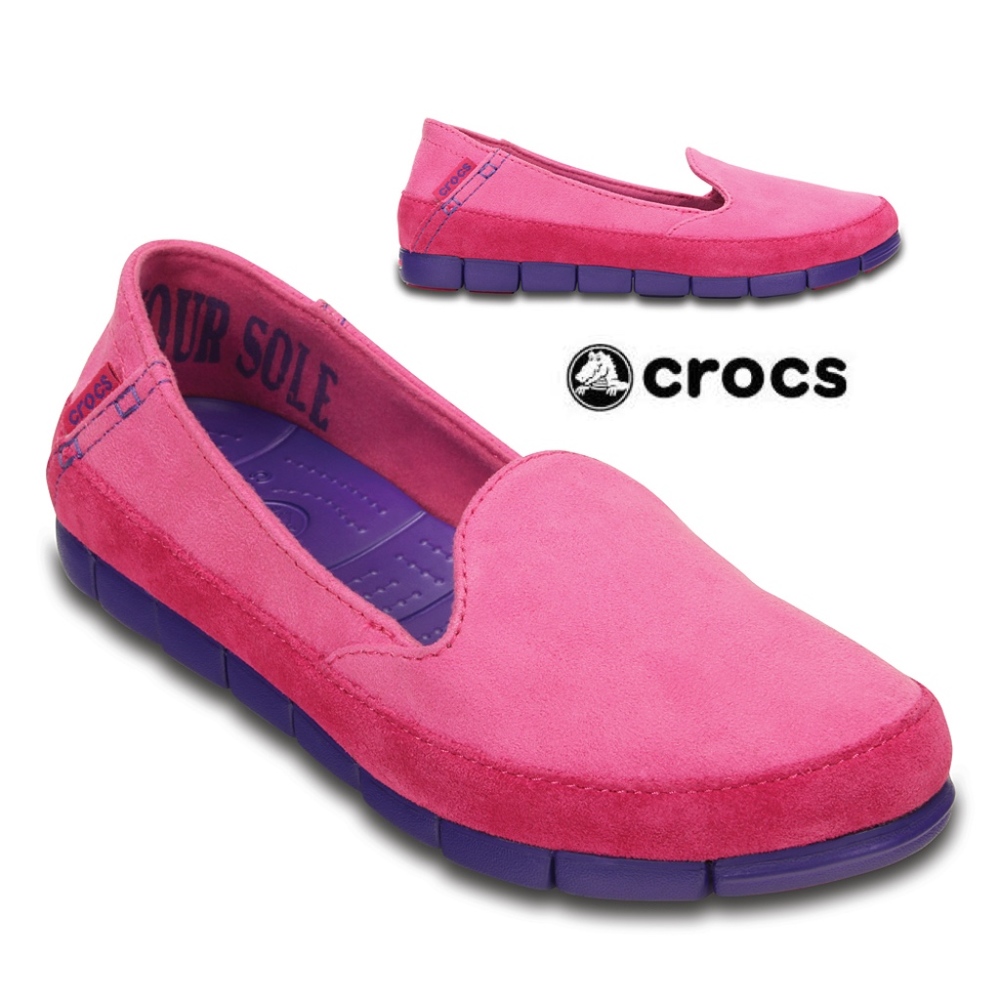 CROCS Stretch Sole MICROSUEDE Skimmer Flats Shoes